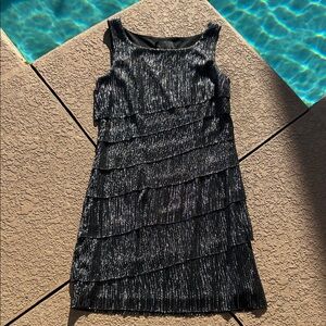 Connected Apparel Shimmery Black Shift Dress